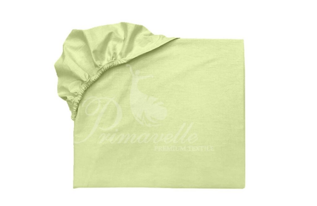 Простыня хлопковая оливковая на резинке, размер 90х200