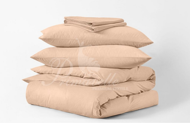 Простыня хлопковая персиковая на резинке, размер 160х200