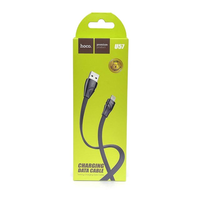 USB кабель HOCO U57 Twisting Lightning 8-pin, 1.2м, 2.4A, TPE (черный)