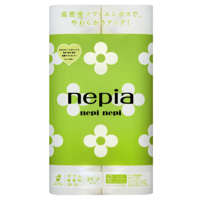 Туалетная бумага двухслойная NEPIA Nepi Nepi Unscented без аромата, 25м (12 рулонов)