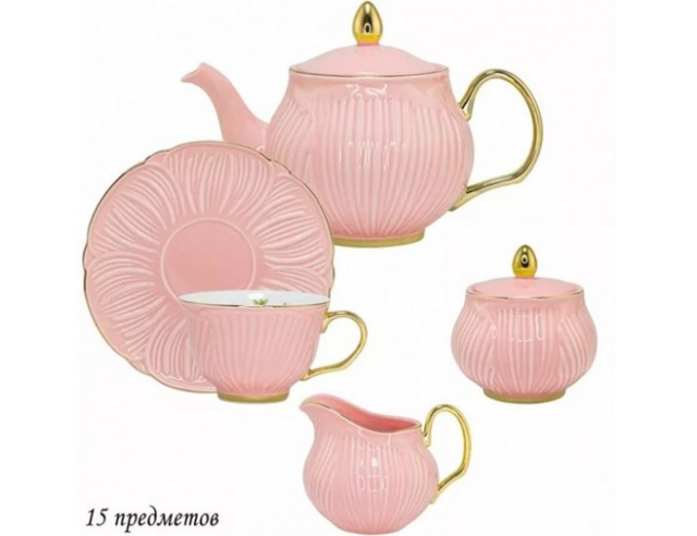 Чайный сервиз Lenardi, фарфор, на 6 персон, 15 предметов, в подарочной упаковке, арт. 109-112
