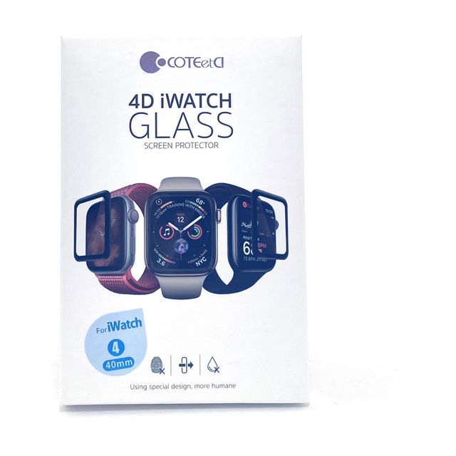 Защитное стекло для Apple Watch 4/5 COTEetCI 4D Steel Film Full Glue Glass 40 мм. (черный)