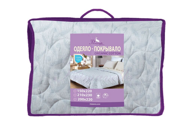 Одеяло-покрывало Organic Cotton серо-голубой, размер 150x220