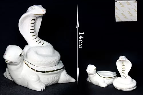 Шкатулка Lenardi Змея и черепаха  14см, фарфор, в подарочной упаковке, арт. 107-099