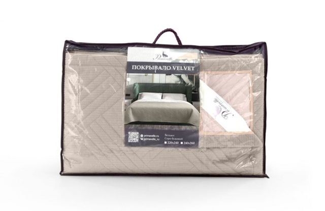 Покрывало Velvet серо-бежевый, размер 220x240