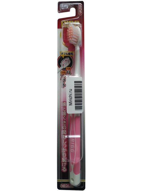 Зубная щетка "EBISU" с комбинированным прямым срезом ворса и прорезиненной ручкой, средней жёсткости