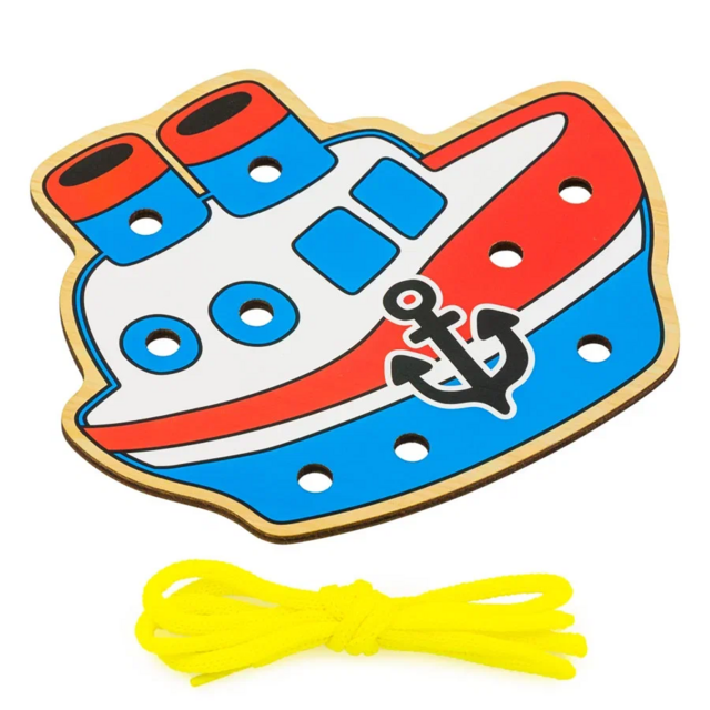 Шнуровка Кораблик, развивающая игрушка для детей, арт. ШН13