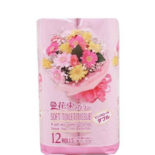 Туалетная бумага Marutomi Сolor Bunch of Flowers, двухслойная, 12 рулонов