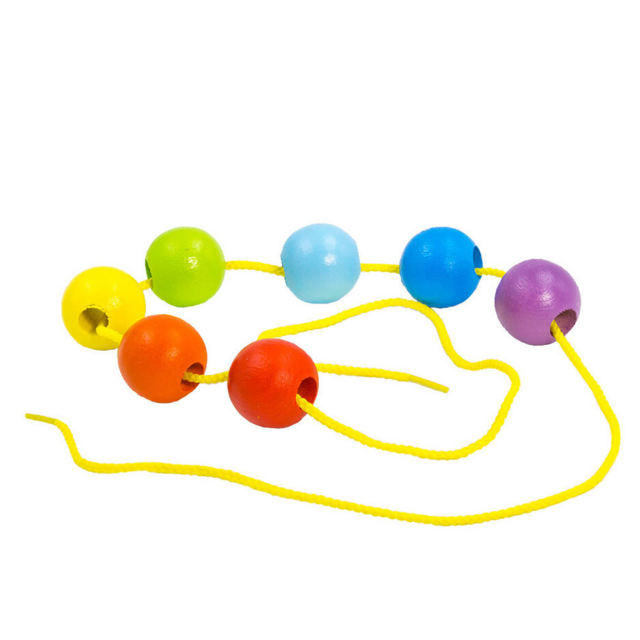 Шнуровка-бусы Шарики Радуга, развивающая игрушка для детей, арт. ШН32