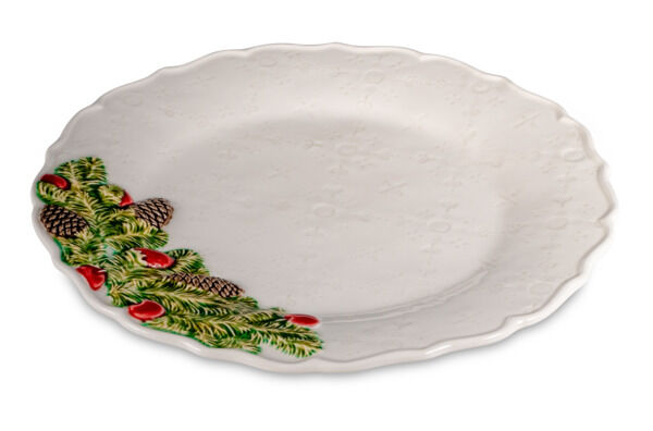 Тарелка обеденная Bordallo Pinheiro Рождественская гирлянда 29,5 см, белая, керамика
