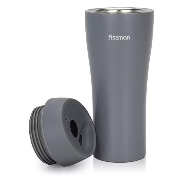 9885 FISSMAN Термокружка 420мл, цвет Серый (нерж.сталь)