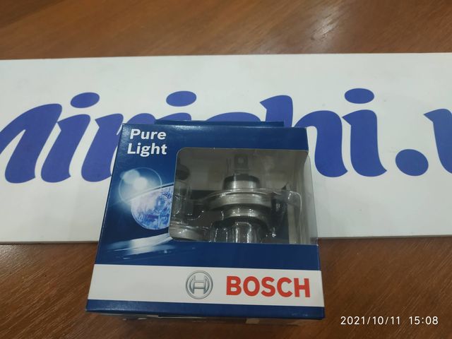 BOSCH 1987301405 Лампа H4 12V 60/55W PURE LIGHT (2 шт в коробке) 1987301405