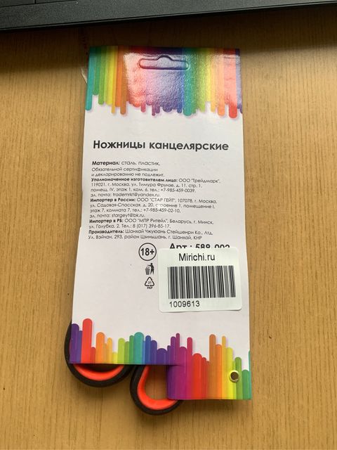 Ножницы канцелярские ClipStudio, 19см, двухцветные пластмассовые ручки