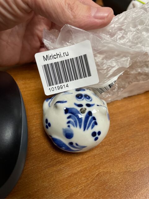 Елочная игрушка Кот круглый, Гжель