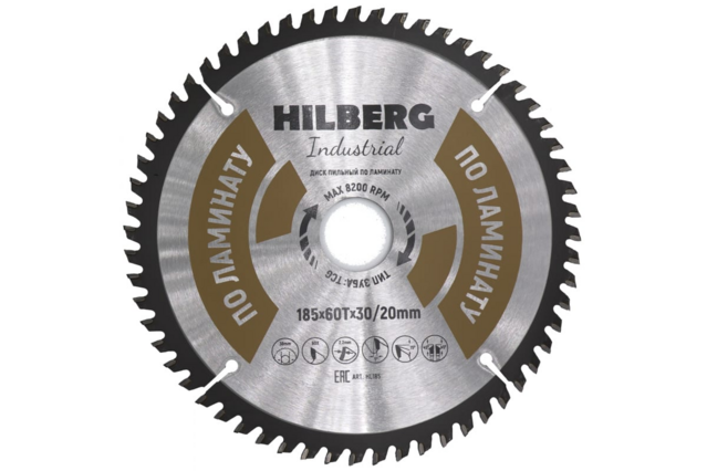 Диск пильный Hilberg Industrial Ламинат 185*30/20*60Т HL185