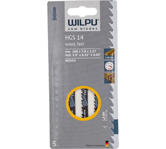 Пилка HGS 14 х5шт/уп для дерева до 50мм (быстрый рез), WILPU