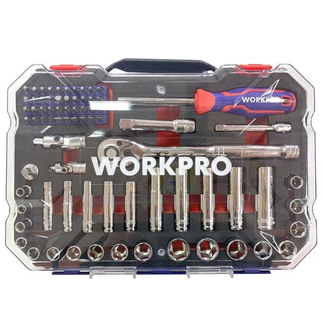 Набор инструментов  75пр(метрич и дюйм головки 3/8"+1/4")  WORKPRO, Китай