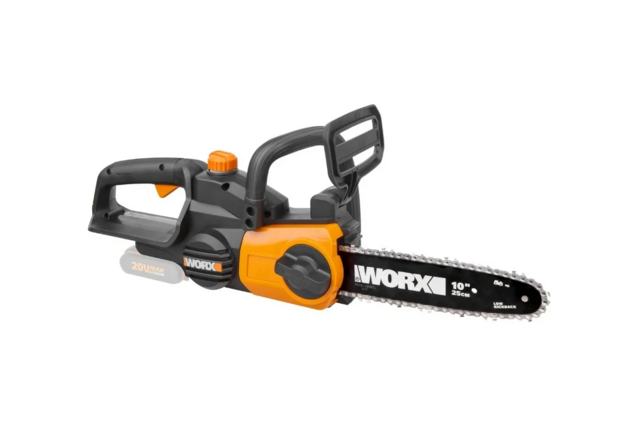 Пила цепная аккумулятор WORX WG322E , 1АКБх2.0Ач и ЗУ, (20В, шина 25см, 3,8м/с, шаг цепи 9мм, 130мл)