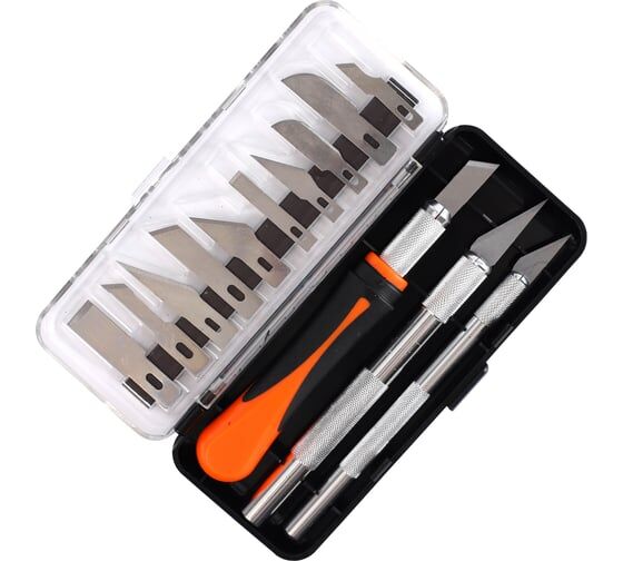 Набор ножей PATRIOT, PKS-16 для точных работ, 3 рукоятки, 13 перовых лезвий