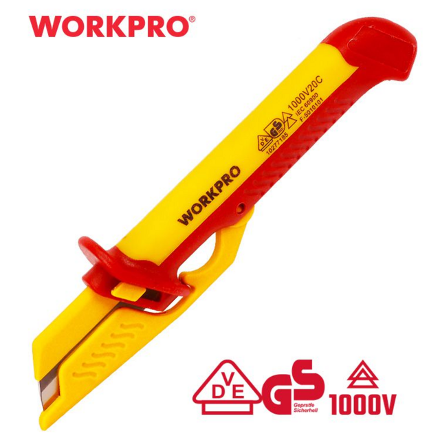 Нож диэлектрический 
с сменным прямым лезвием 
48x185мм (до 1000В)