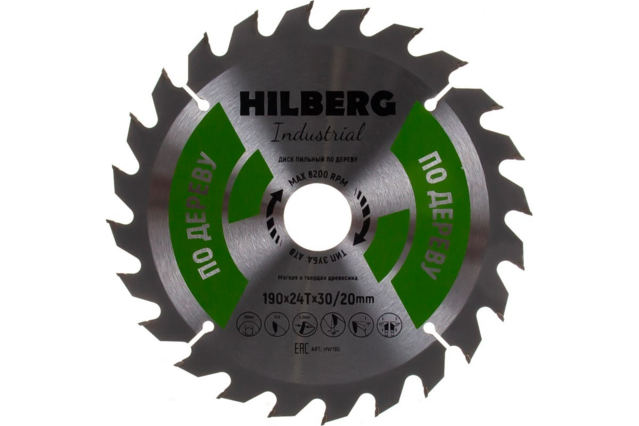 Диск пильный Hilberg Industrial Дерево 190*30/20*24Т