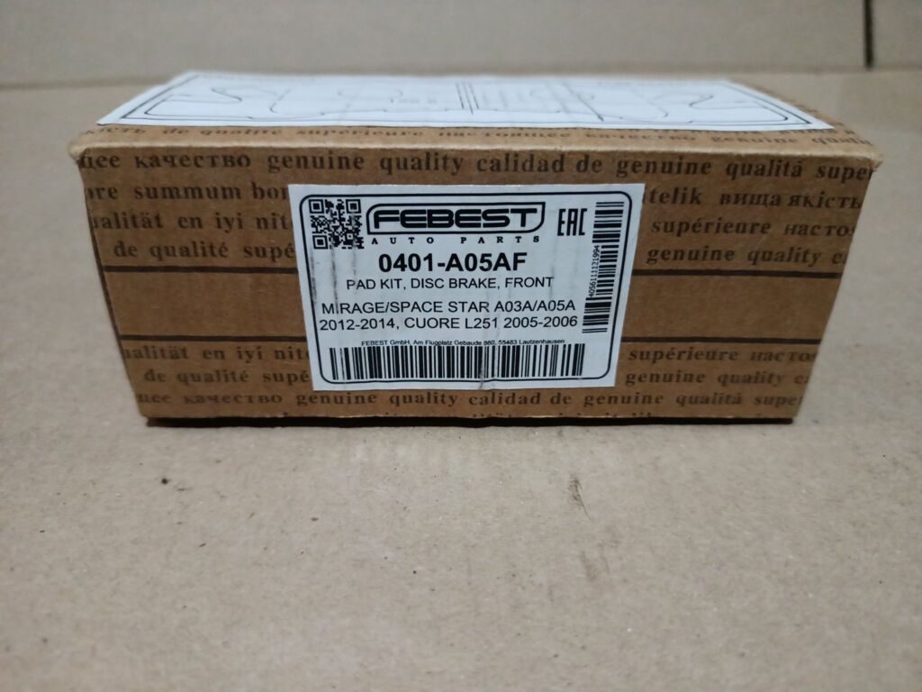 Тормозные колодки на Mitsubishi Mirage A05A Febest 4605B006, Переднее расположение